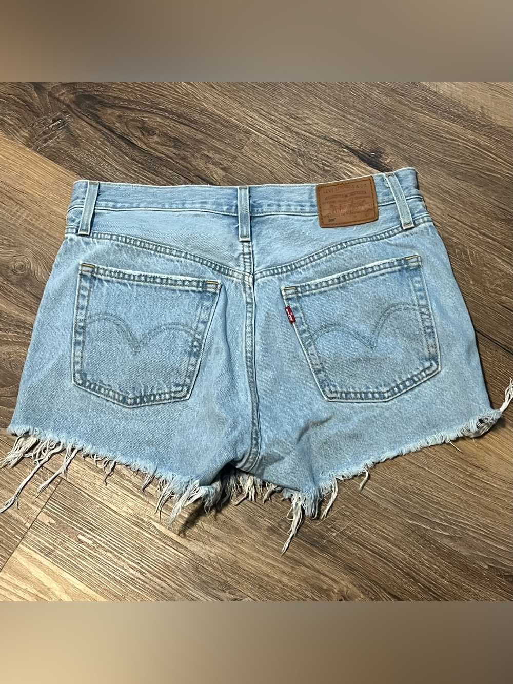 Levi's Button Fly 501s Light Blue Denim Cutoff Shorts - High Waist Frayed Hem